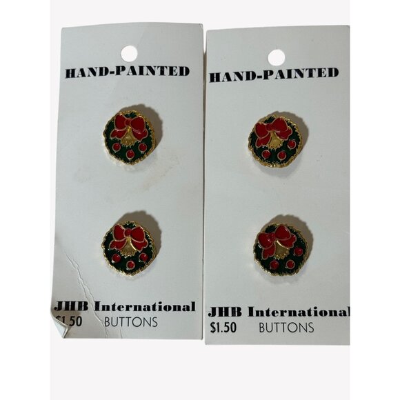 Vintage Hand Painted JHB International New Old Stock Christmas Buttons Lot - Picture 3 of 6